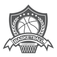 zwart en wit basketbal logo.finisher concept. png