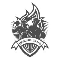 negro y blanco boxeo logo.es para combatiente concepto png