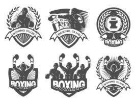 negro y blanco boxeo logo set.it's combatiente concepto png