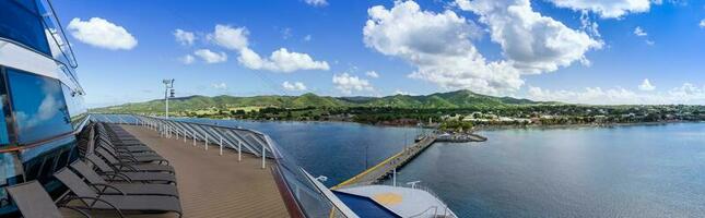 Cruise ship Caribbean vacation. Saint Croix Frederiksted US Virgin Islands panoramic shoreline photo