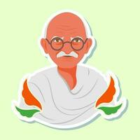 aislado mahatma Gandhi icono o pegatina en ligero verde antecedentes. vector