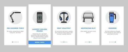 office gadget computer business onboarding icons set vector