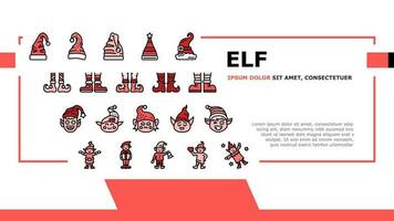 elf christmas cute character landing header vector