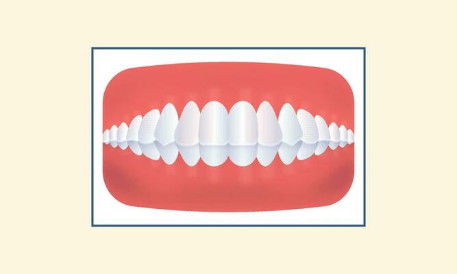 Crossbite Teeth Icon Against Yellow Background.