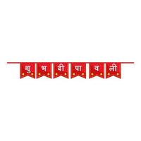 Red Shubh Diwali Hindi Text Bunting Flag Decoration White Background. vector