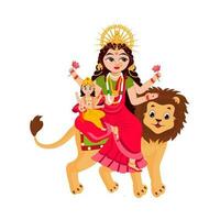 Indian Goddess Skandmata Sculpture On White Background. vector