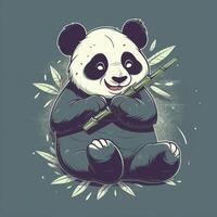 chubby panda with a heart-shaped nose, always munching on bamboo and hugging its friends., photo