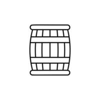 Wooden keg, barrel line vector icon illustration