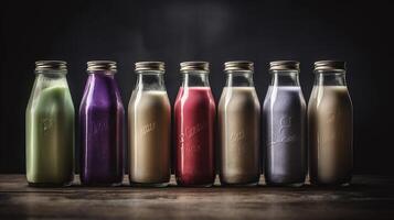 Alternative types of milks. Vegan substitute dairy milk, photo