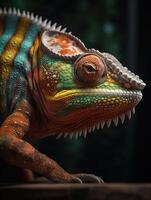 Portrait of colourful lizar, extremely detailed masterpiece, photo