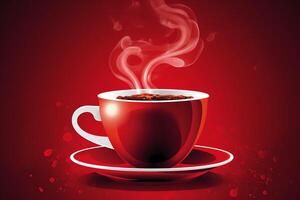 ilustración de rojo café jarra con vapor vector imagen de café taza eps10 compatible. ai generado foto