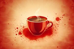 ilustración de rojo café jarra con vapor vector imagen de café taza eps10 compatible. ai generado foto