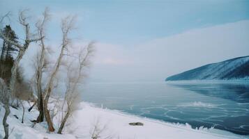 Baykal lake in winter Illustration photo