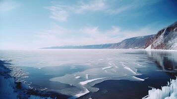 Baykal lago en invierno ilustración ai generativo foto