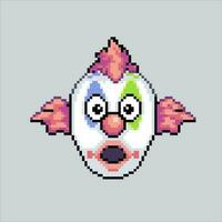 Mask pixel art clown.pixelated clown mask design for logo, web, mobile app, badges and patches. Video game sprite. 8-bit. Isolated vector illustration.