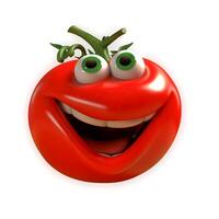 content, Cartoon fruit character,happy tomato, with face and eyes isolated on white background. Fruit series. photo