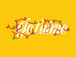 Je t'aime I Love You Written In French Language With Heart Lighting Garland On Yellow Background. vector