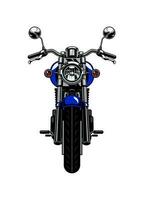 Front Side View of Retro Motorcycle vector