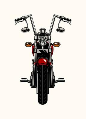 Front Side View of Classic Motorbike with High Handlebar