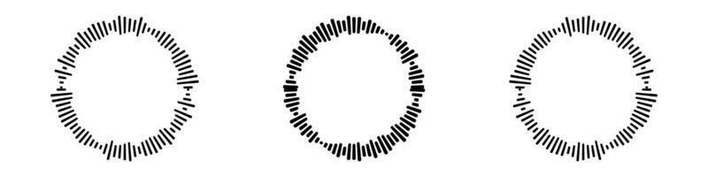 Circle audio waves set. Circular music sound graphic design collection. Round sound and radial radio equalizer.Vector isolated illustration vector