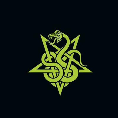 occultic sign with pentogram and snake, grunge vintage design t shirts