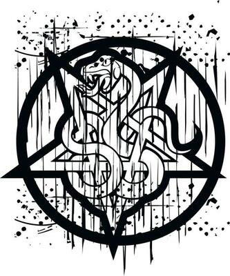 occultic sign with pentogram and snake, grunge vintage design t shirts