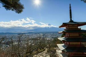 Mt. Fuji with Chureito Pagoda in autumn photo