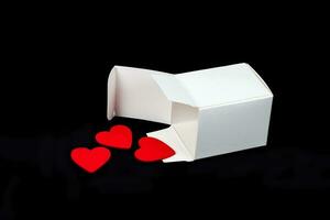 Red heart in white paper box ,Valentine concept. photo