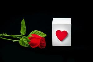 Red rose in white paper box ,Valentine concept. photo