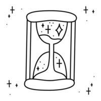 Magical hourglass3 with stars. Doodle vector illustration, clipart.