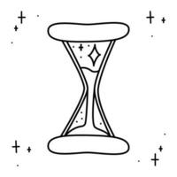 Magical hourglass2 with stars. Doodle vector illustration, clipart.