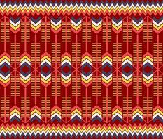 Ethnic folk geometric seamless pattern in re, blue and yellow in vector illustration design for fabric, mat, carpet, scarf, wrapping paper, tile and more
