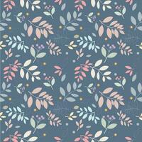 Vector background seamless pattern of colorful leaves and flowers pattern on blue background.idea for wrapping paper and cover book design.