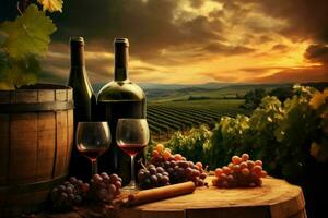 Wine table vineyard snack. Generate Ai photo