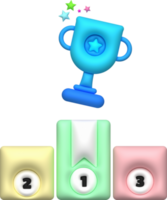 3D illustration trophy, podium for 1st,2nd,3rd and trophies on 1ST png