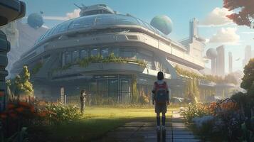 alien technology landscapers, digital art illustration, photo