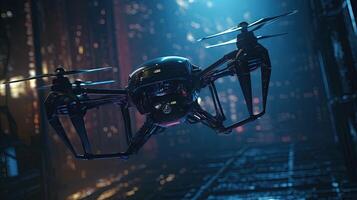 drone copter with a digital camera hovers, digital art illustration, photo