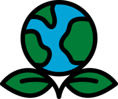 Globe and leaf icon in the concept of Ecology and environmentalism. png