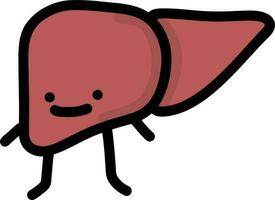 Illustrated friendly-looking liver with arms, legs and a face vector