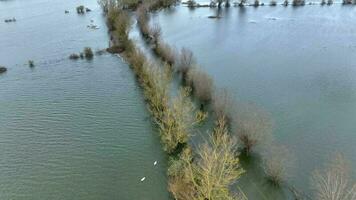 Aerial View of a Flooded Section of Road UK video