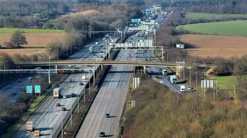 M25 Motorway in the UK Aerial View at Sunset video
