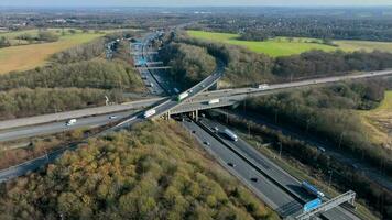 M1 and M25 UK Motorway Interchange Rush Hour Aerial View video