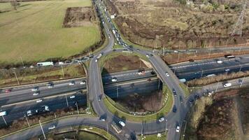 UK M25 Motorway Junction Aerial View at Rush Hour video