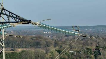 Very Close View of an Electric Power Pylon Tower Aerial View video