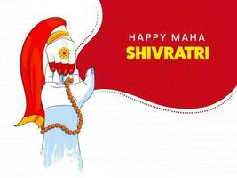 contento maha shivratri concepto con señor shiva, diosa parvati manos juntos en rojo y blanco antecedentes. vector