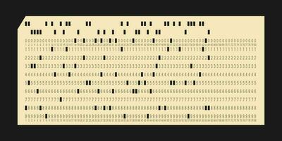 Vintage IBM punch card for electronic calculated data processing machines. Retro punchcard for input and storage in automated technology information processing systems. Vector illustration