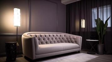 Insides parts of a cutting edge room with a comfortable cherish organize. Creative resource, photo