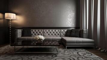 Inner parts of a cutting edge room with a comfortable cherish organize. Creative resource, photo