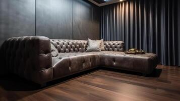 Inside parts parts of a cutting edge room with a comfortable cherish organize. Creative resource, photo