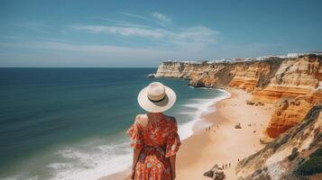 Visit tourism in Portugal, atlantic ocean and astounding tropical shoreline. Creative resource, photo